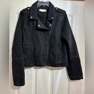 Like-new distressed moto denim jacket